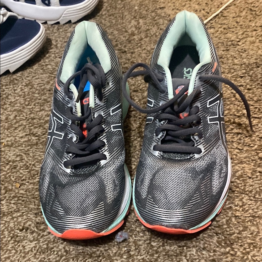 Asics Women's Sneakers - Black and Coral